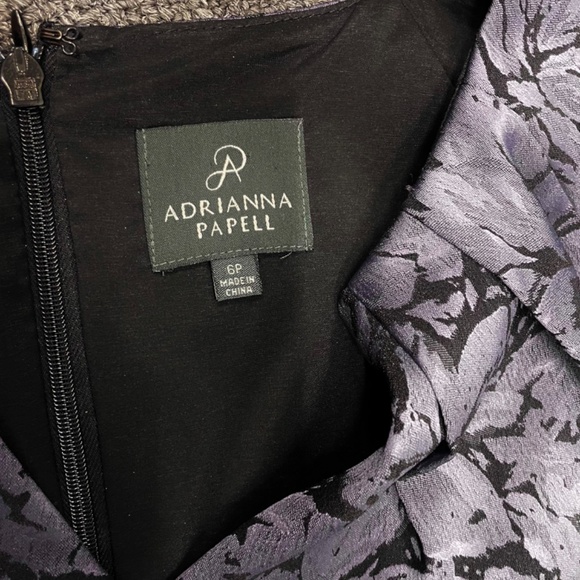 $350 Adrianna Papell Metallic Floral Dress Size 6P Reflective - Picture 9 of 10